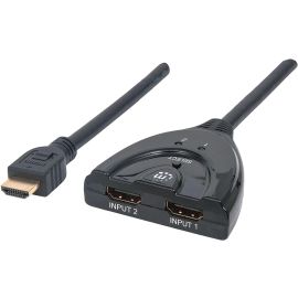 Manhattan HDMI Switch 2-Port Integrated Cable Black | 207416