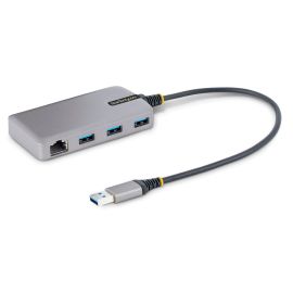 StarTech 5G3AGBB-USB-A-HUB 3-Port USB Hub with Ethernet - 3x USB-A Ports - Gigabit Ethernet (RJ-45) - USB 3.0 5Gbps - Bus-Powered - 1ft/30cm Long Cable - Portable Laptop USB Hub Adapter w/ GbE