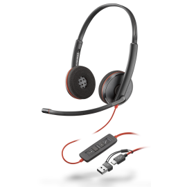 POLY Blackwire 3220 Stereo USB-C Headset +USB-C/A Adapter | 8X228AA