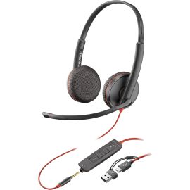 POLY Blackwire 3225 Stereo USB-C Headset + 3.5mm Plug + USB-C/A Adapter