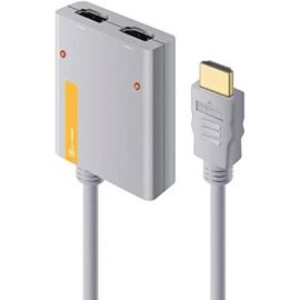 Alogic 2 Port Portable HDMI 2.0 4K Splitter with Inbuilt 50cm HDMI Cable | HD4KSPL02-ADP