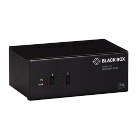 Black Box 2-Port, Dual-Monitor, HDMI 2.0, 4K 60Hz, USB 3.0 Hub, Audio KVM Switch | KV6222H