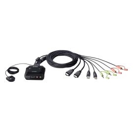 Aten CS22H-AT 2-Port USB 4K HDMI Cable KVM Switch with Remote Port Selector