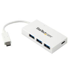 StarTech HB30C3A1CFBW 4 Port USB C Hub with 1x USB-C & 3x USB-A Ports (SuperSpeed 5Gbps) - USB Bus Powered - Portable/Laptop USB 3.0 Adapter Hub - USB 3.2 Gen 1 Type-C Hub - White