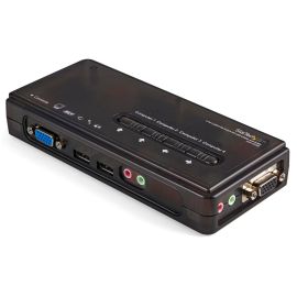 StarTech 4 Port Black USB KVM Switch Kit with Cables and Audio | SV411KUSB