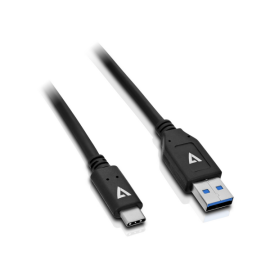 V7 USB A Male to USB-C Male Cable USB 3.2 Gen2 10 Gbps 3A 1m/3.3ft Black - V7U3.1AC-1M-BLK-1E